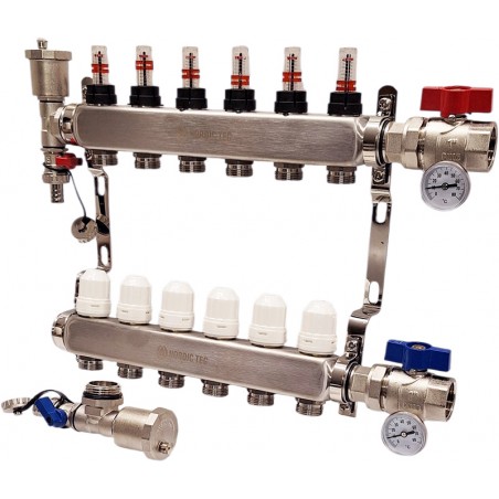 Distribuitor încălzire prin pardoseală 6 circuite INOX  Nordic Tec RO70