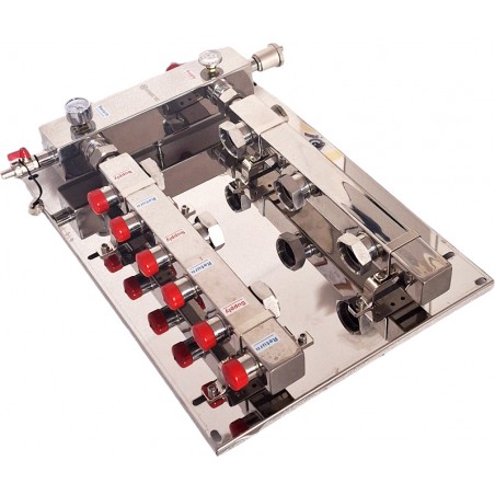 Separator-distribuitor cu 3 circuite + termometru și manometru | 130 mm