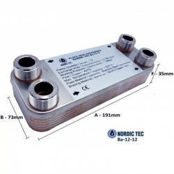 Schimbător de căldură cu 12 plăci NORDIC TEC Ba-12-12 3/4" 25kW