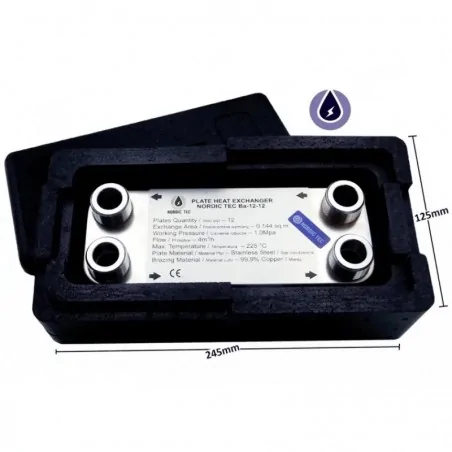 Schimbător de căldură cu 12 plăci NORDIC TEC Ba-12-12 3/4" 25kW cu izolatie