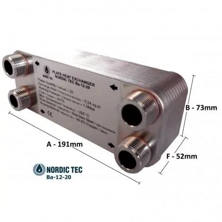 Schimbător de căldură cu plăci NORDIC TEC Ba-12-20 3/4&1/2" 45kW