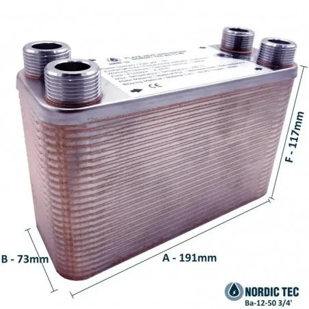 Schimbător de căldură cu 50 plăci NORDIC TEC Ba-12-50 3/4" 100kW