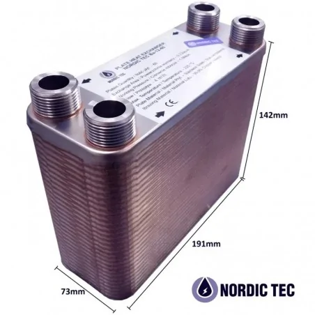 Schimbător de căldură cu 60 plăci NORDIC TEC Ba-12-60 3/4" 130kW