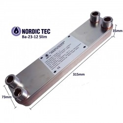 Schimbător de căldură cu plăci Nordic Tec Ba-23-12 3/4" 55kW SLIM