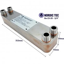 Schimbător de căldură cu plăci Nordic Tec Ba-23-20 3/4" 90kW