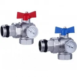 Set de valve unghiulare cu bilă cu termometru - 1" DN25 (2 buc.) 2