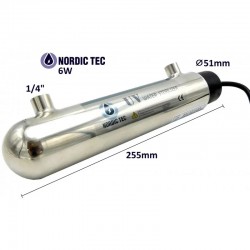 Sterilizator cu lampă UV apă | Nordic Tec UVC PHILIPS 6W 0.5GPM 1/4"