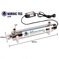 Sterilizator cu lampă UV apă | Nordic Tec UVC PHILIPS 16W 2GPM 1/2"