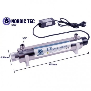 Sterilizator cu lampă UV apă | Nordic Tec UVC PHILIPS 30W 8GPM 3/4"