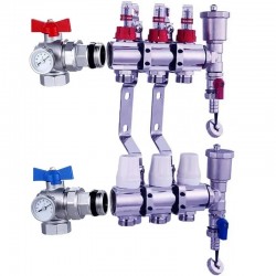 Distribuitor încălzire în pardoseală NORDIC TEC cu vane unghiulare 3 cai