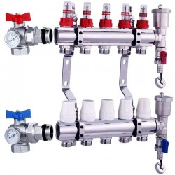 Distribuitor încălzire în pardoseală NORDIC TEC cu vane unghiulare 5 cai