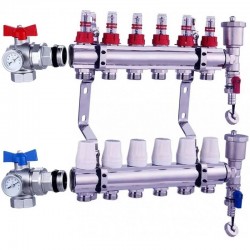Distribuitor încălzire în pardoseală NORDIC TEC cu vane unghiulare 6 cai