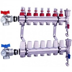 Distribuitor încălzire în pardoseală NORDIC TEC cu vane unghiulare 7 cai