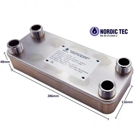Schimbător de căldură cu 15 plăci NORDIC TEC Ba-32-15 1" 100kW