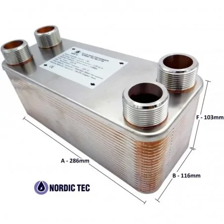 Schimbător de căldură cu 40 plăci NORDIC TEC Ba-32-40 1" 230kW