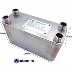 Schimbător de căldură cu 70 plăci NORDIC TEC Ba-32-70 1" 390kW