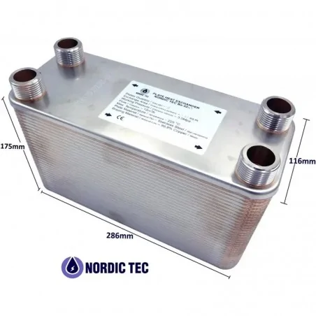 Schimbător de căldură cu 70 plăci NORDIC TEC Ba-32-70 1" 390kW