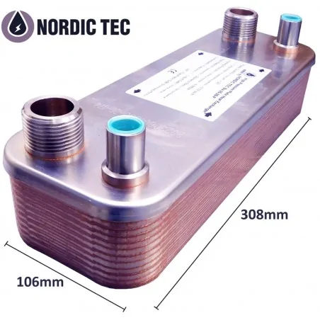 Schimbător de căldură Gaz-Apă NORDIC TEC Ba-26-34-F 0,88m² 9 kW