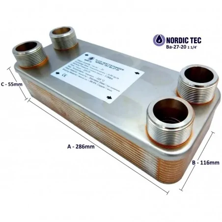Schimbător de căldură cu plăci NORDIC Ba-27-20 5/4" 120 kW