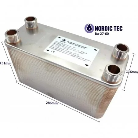 Schimbător de căldură cu plăci NORDIC Ba-27-60 5/4" 330 kW