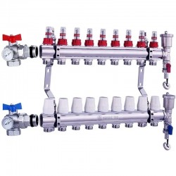 Distribuitor încălzire în pardoseală NORDIC TEC cu vane unghiulare 9 cai