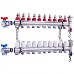 Distribuitor încălzire în pardoseală NORDIC TEC cu vane unghiulare 10 cai