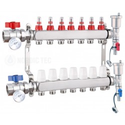 Colector inox pentru încălzire și pardoseală Nordic Tec INOX 7 circuite
