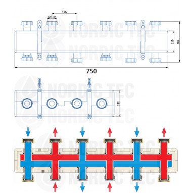 Colector-distribuitor hidraulic pentru grupe de pompare | Nordic Tec 3-6